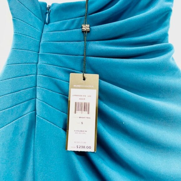 New $238 BCBG MAXARIA PARTY/EVENING MIDI DRESS BRIGT TEAL STRAP, ZIP (#13) - Picture 4 of 10